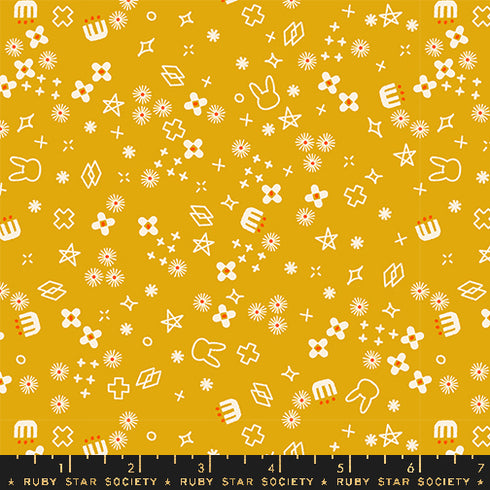 Woodland Park Bunny Bloom in Goldenrod RS1088 12 - Ruby Star Society Sold by the Half Yard